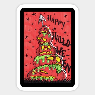 Creepy Halloween Impaled Oozing Pumpkins Sticker